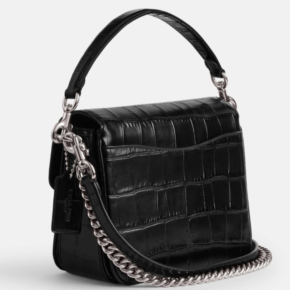 Coach Embossed Croc Leather Cassie Crossbody 19 Black with silver hardware NWT - Picture 4 of 17